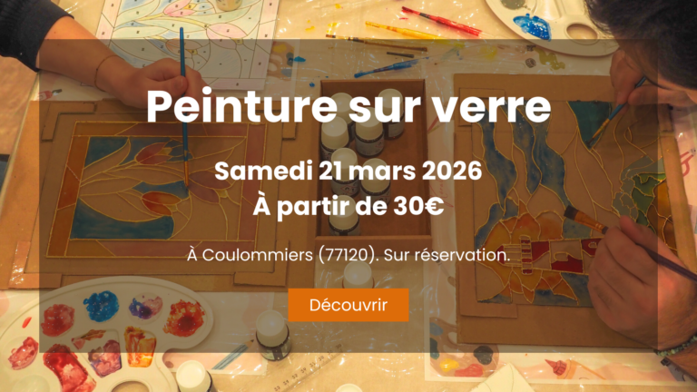 Atelier peinture sur verre, samedi 21 mars 2026 à Coulommiers 77.